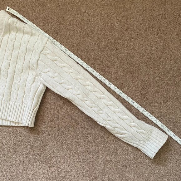 Sunday Best by Aritzia Cooper Cable Knit Cropped Cardigan Cream Women's XS - Picture 7 of 12
